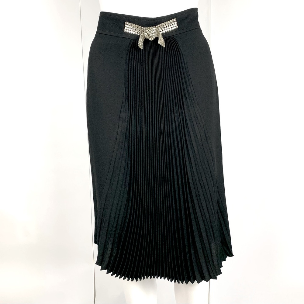 Bluemarine Pleated Front Jewel Knot Midi skirt Black